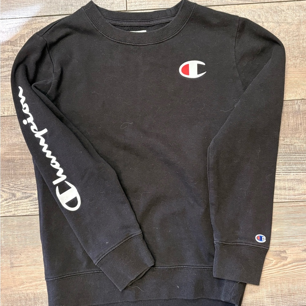 Champion Black Crewneck Sweatshirt with White Script